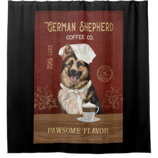 German Shepherd Dog Coffee Company Canvas Douchegordijn