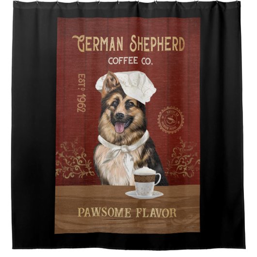 German Shepherd Dog Coffee Company Canvas Douchegordijn (Voorkant)
