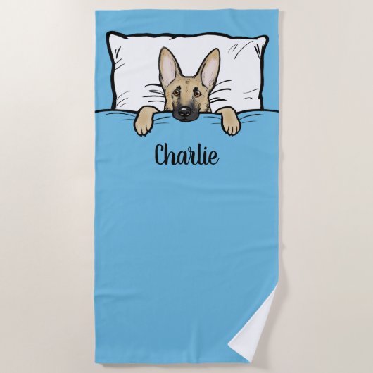 German Shepherd Dog Cute Personalized Strandlaken (Voorkant)