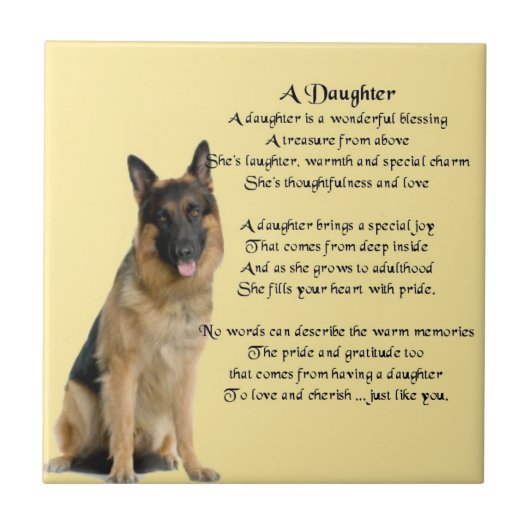 German Shepherd Dog - Daughter Poem Tile Tegeltje (Voorkant)