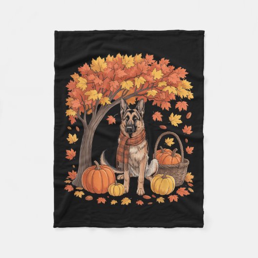 German Shepherd Dog Fall Scarf Pumpkin Autumn Than Fleece Deken (Voorkant)