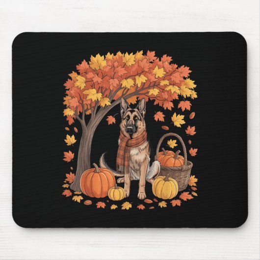 German Shepherd Dog Fall Scarf Pumpkin Autumn Than Muismat (Voorkant)