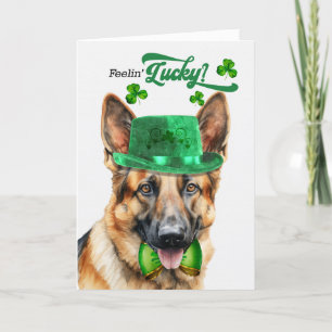 German Shepherd Dog Feelin' Lucky St Patrick's Day Feestdagen Kaart