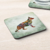 German Shepherd Dog Floral on Green Bier Onderzetter (Linkerzijde)