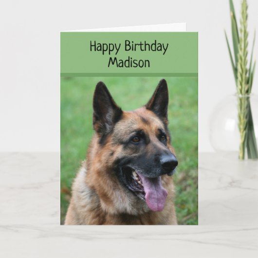German Shepherd Dog, Happy Birthday, gepersonalise Kaart (Voorkant)