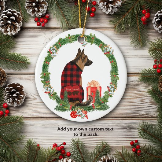 German Shepherd Dog in kerstmis Wreater Keramisch Ornament