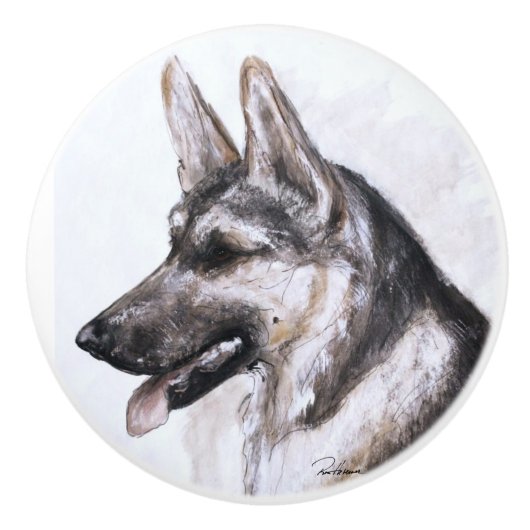 German Shepherd Dog Keramische Knop (Voorkant)