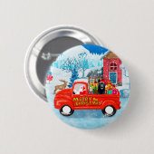 German Shepherd Dog kerstbezorging Truck Snow Ronde Button 5,7 Cm (Voorkant /achterkant)