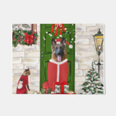 German Shepherd Dog Kerstmis Deurmat (Voorkant)