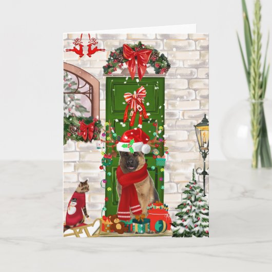 German Shepherd Dog Kerstmis Kaart (Voorkant)