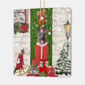 German Shepherd Dog Kerstmis Keramisch Ornament (Links)