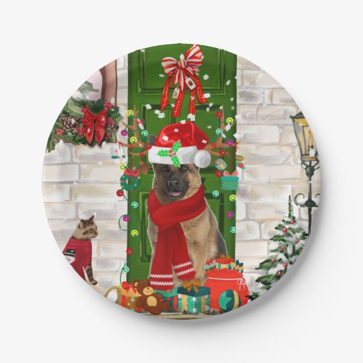 German Shepherd Dog Kerstmis Papieren Bordje (Voorkant)