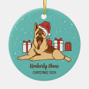 German Shepherd Dog Kerstmis Snowy Winter Holiday Keramisch Ornament