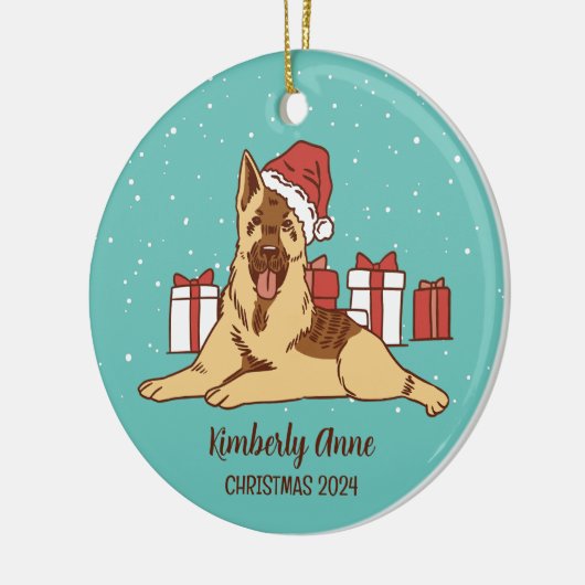 German Shepherd Dog Kerstmis Snowy Winter Holiday Keramisch Ornament (Links)