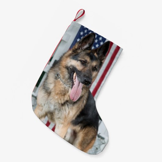 German Shepherd Dog Kleine Kerstsok (Voorkant (Hangend))