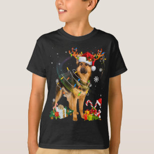 German Shepherd Dog licht Santa Hat Xmas Tree Chr T-shirt