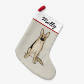 German Shepherd Dog Light Black en Tan Custom Kleine Kerstsok (Voorkant (Hangend))