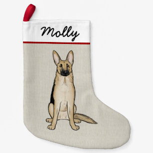 German Shepherd Dog Light Black en Tan Custom Kleine Kerstsok