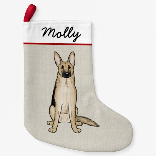 German Shepherd Dog Light Black en Tan Custom Kleine Kerstsok (Voorkant)
