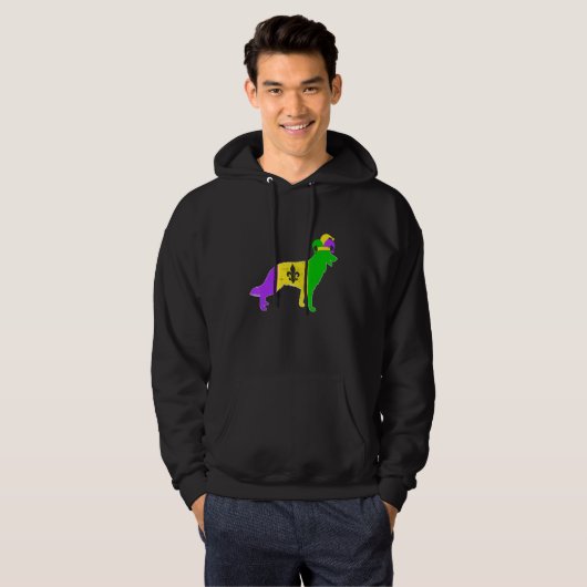 German Shepherd Dog Mardi Gras Carnivals Funny Pup Hoodie (Voorkant volledig)