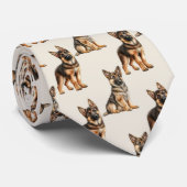 German Shepherd Dog Pattern Stropdas (Opgerold)