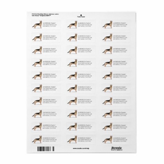German Shepherd Dog Return Label (Full Sheet)