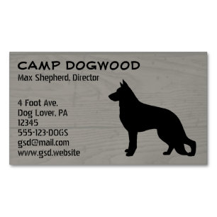 German Shepherd Dog Silhouette Faux Wood Style Magnetisch Visitekaartje