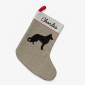 German Shepherd Dog Silhouette Personalized K-9 Kleine Kerstsok (Voorkant (Hangend))