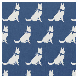 German Shepherd Dog Silhouette Pet Navy Blue Stof