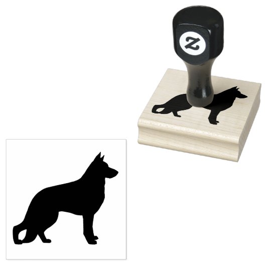 German Shepherd Dog Silhouette Rubberstempel (Gestempeld)