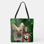 German Shepherd Dog Speelgoed Reindeer Green Snowf Tote Bag (Voorkant)