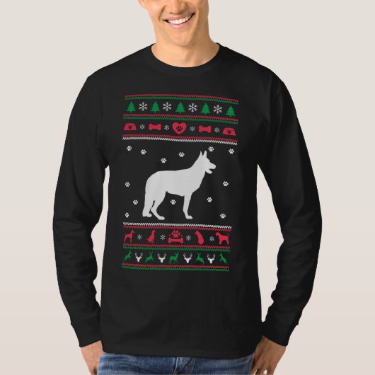 German Shepherd Dog Ugly Sweater Kerstmis T-shirt (Voorkant)