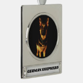 GERMAN SHEPHERD DOG VERZILVERD BANNER ORNAMENT (Rechts)