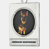 GERMAN SHEPHERD DOG VERZILVERD BANNER ORNAMENT (Links)