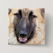 GERMAN SHEPHERD DOG VIERKANTE BUTTON 5,1 CM (Voorkant)