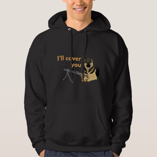 German Shepherd Dog with a Machine Pistool Hoodie (Voorkant)