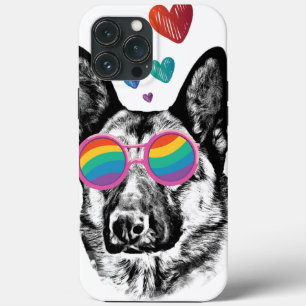German Shepherd Dog with Hearts Valentijnsdag iPhone 13 Pro Max Hoesje