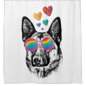 German Shepherd Dog with Hearts Valentijnsdag Douchegordijn (Voorkant)