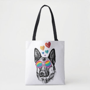 German Shepherd Dog with Hearts Valentijnsdag Draagtas