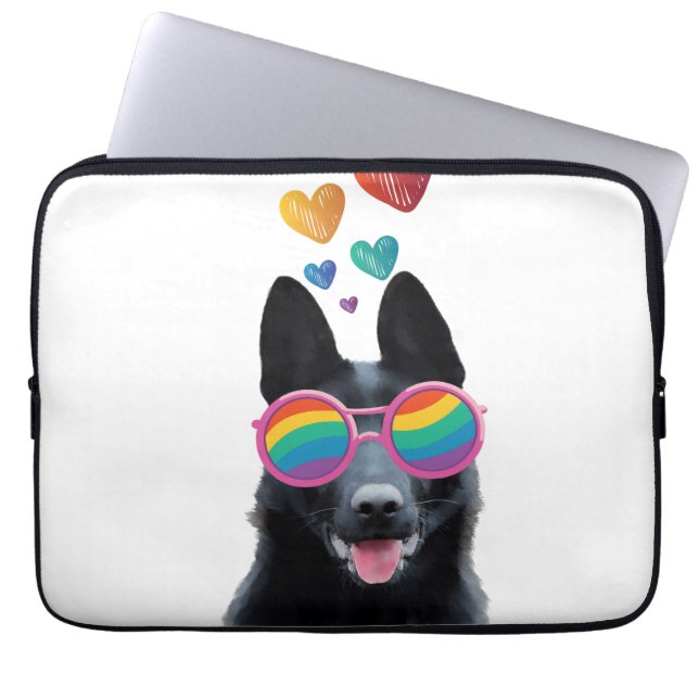 German Shepherd Dog with Hearts Valentijnsdag Laptop Sleeve (Voorkant)