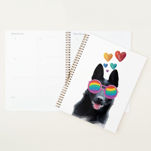 German Shepherd Dog with Hearts Valentijnsdag Planner (Display)