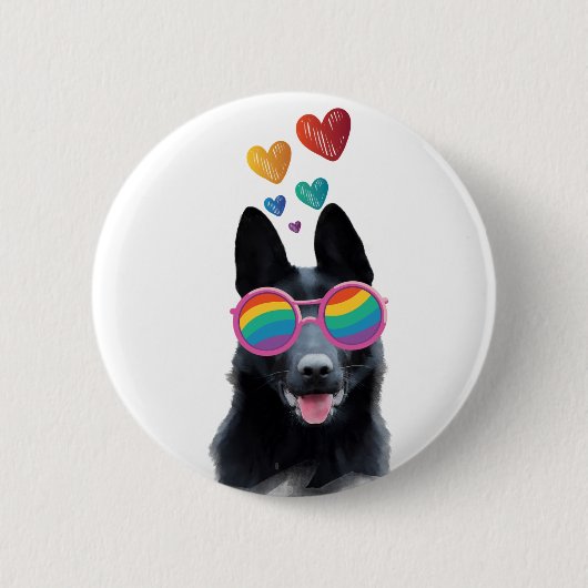 German Shepherd Dog with Hearts Valentijnsdag Ronde Button 5,7 Cm (Voorkant)