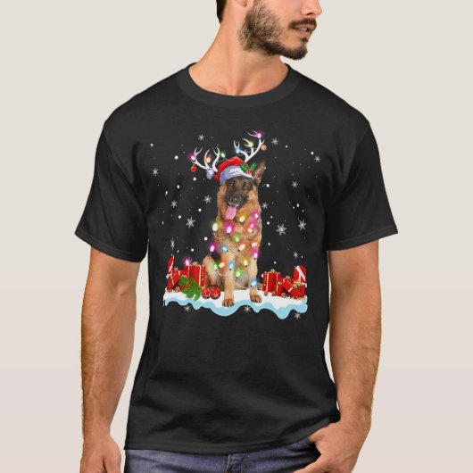 German shepherd Dogs Tree Christmas Sweater Xmas F T-shirt (Voorkant)