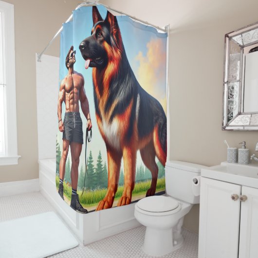 German Shepherd Douchegordijn (In situ)
