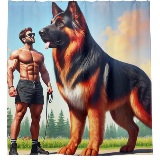 German Shepherd Douchegordijn (Voorkant)