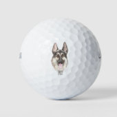 German Shepherd Drawing Personalized Name Golfballen (Voorkant)