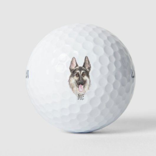 German Shepherd Drawing Personalized Name Golfballen (Voorkant)