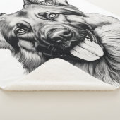 German Shepherd Drawing Portrait Sherpa Blanket Deken (3/4)