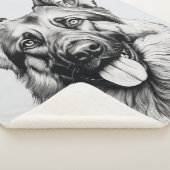 German Shepherd Drawing Portrait Sherpa Blanket Deken (3/4)