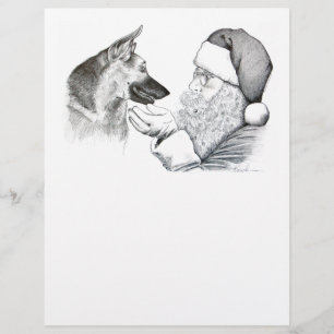 German Shepherd en Santa Claus Briefhoofd Ontwerp